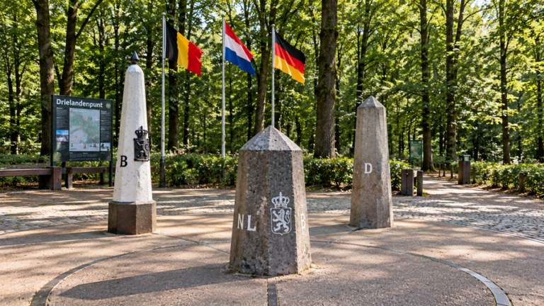 Drielandenpunt Vaals met de drie grenspalen op de Vaalserberg